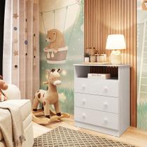 Cômoda Infantil 3 Gavetas 100% MDF Smim New Branco/Brilho Cômoda Infantil 3 Gavetas 100% MDF Smim New Branco/Brilho