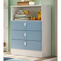 Cômoda Infantil 3 Gavetas 1330 Espresso Móveis Azul/Branco