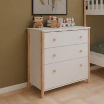 Cômoda Infantil 3 gavetas Arredus em Madeira Maciça / MDF Branco/Natural Cômoda Infantil 3 gavetas Arredus em Madeira Maciça / MDF Branco/Natural
