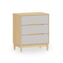 Cômoda Infantil 3 Gavetas com 75cm de largura em MDF e Madeira Maciça Linha Tomi Cinza com Carvalho Malva Marca Quater Cômoda Infantil 3 Gavetas com 75cm de largura em MDF e Madeira Maciça Linha Tomi Cinza com Carvalho Malva Marca Quater