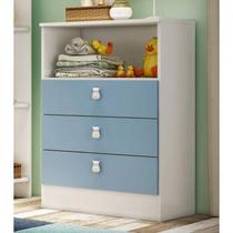 Cômoda Infantil 3 Gavetas e Nicho 1330 Espresso Móveis Branco/Azul