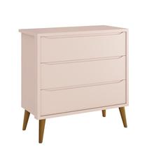 Cômoda Infantil 3 Gavetas Theo Retrô Rosa Fosco com Pés Amadeirado - Reller Móveis Cômoda Infantil 3 Gavetas Theo Retrô Rosa Fosco com Pés Amadeirado - Reller Móveis