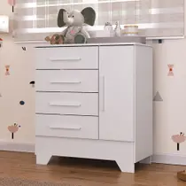 Cômoda Infantil 4 Gavetas 1 Porta Catavento Rodial Cômoda Infantil 4 Gavetas 1 Porta Catavento Rodial