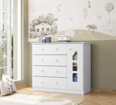 Cômoda Infantil 4 Gavetas 1 Porta Lívia