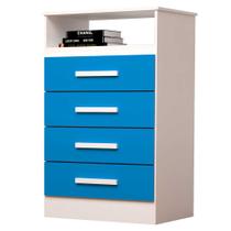 Comoda infantil 4 Gavetas 100% MDF Jéssica ACP Móveis Branco/Azul