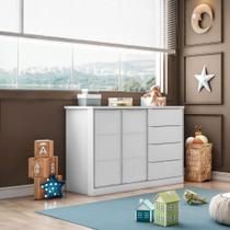 Cômoda Infantil 4 Gavetas 2 Portas 100 MDF Pérola Phoenix Baby Cômoda Infantil 4 Gavetas 2 Portas 100 MDF Pérola Phoenix Baby