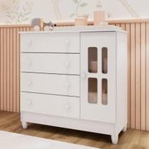 Cômoda Infantil 4 Gavetas com Fraldário Ariel Branco Brilho Carolina Baby Cômoda Infantil 4 Gavetas com Fraldário Ariel Branco Brilho Carolina Baby