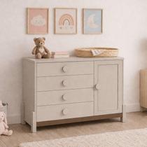 Cômoda Infantil 4 Gavetas com Porta e Cabideiro Luna AREIA / CAPUCCINO Cômoda Infantil 4 Gavetas com Porta e Cabideiro Luna AREIA / CAPUCCINO