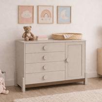 Cômoda Infantil 4 Gavetas com Porta e Cabideiro Luna Bege/Areia/Capuccino Cômoda Infantil 4 Gavetas com Porta e Cabideiro Luna Bege/Areia/Capuccino