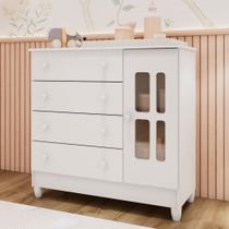 Cômoda Infantil 4 Gavetas com Porta Fraldário Ariel 100% MDF Cômoda Infantil 4 Gavetas com Porta Fraldário Ariel 100% MDF