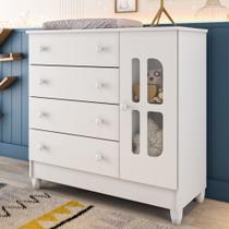 Cômoda Infantil 4 Gavetas com Porta Fraldário Gabrielle Branco Carolina Baby Cômoda Infantil 4 Gavetas com Porta Fraldário Gabrielle Branco Carolina Baby