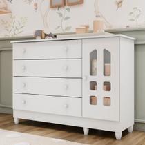 Cômoda Infantil 4 Gavetas com Porta Fraldário Gran Selena 100% MDF