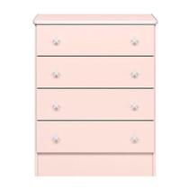 Comoda Infantil 4 Gavetas Doce Sonho Rosa Acetinado - Qmovi Comoda Infantil 4 Gavetas Doce Sonho Rosa Acetinado - Qmovi