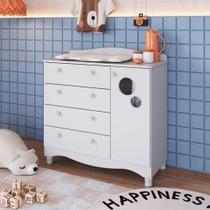 Cômoda Infantil 4 Gavetas e 1 Porta Linha Encanto Branco