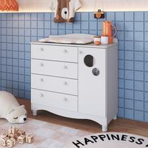 Cômoda Infantil 4 Gavetas e 1 Porta Linha Encanto Branco Cômoda Infantil 4 Gavetas e 1 Porta Linha Encanto Branco