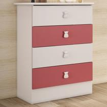 Cômoda Infantil 4 Gavetas Rosa/Branco 1320 - Percasa