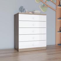 Cômoda Infantil 5 Gavetas Lápis de Cor Espresso Móveis Rústico/Branco