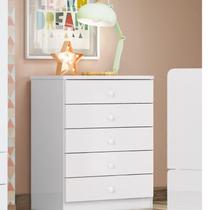 Cômoda Infantil 5 Gavetas Pique-esconde Henn Branco Cômoda Infantil 5 Gavetas Pique-esconde Henn Branco