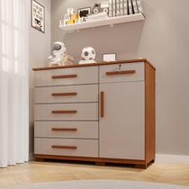Cômoda Infantil 6 Gavetas 1 Porta Sofia Espresso Móveis Cinamomo / Off White