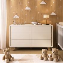Cômoda Infantil 6 Gavetas com Corrediças Telescópicas Mabel Bege/Off/Louro Freijó Grann Cômoda Infantil 6 Gavetas com Corrediças Telescópicas Mabel Bege/Off/Louro Freijó Grann