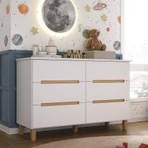 Cômoda Infantil 6 Gavetas Sky Branco/Olmo Italiano