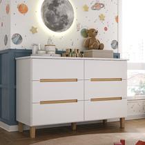 Cômoda Infantil 6 Gavetas Sky Yescasa Branco/Olmo Italiano Cômoda Infantil 6 Gavetas Sky Yescasa Branco/Olmo Italiano