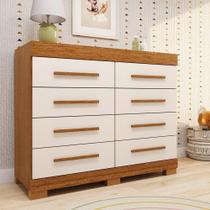 Cômoda Infantil 8 Gavetas 100% Mdf 111,70cm X 100,50cm Brincare Espresso Móveis Cinamomo/Off White