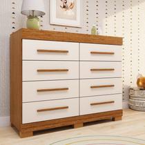 Cômoda Infantil 8 Gavetas 100% Mdf 111,70cm X 100,50cm Brincare Espresso Móveis Cinamomo/Off White
