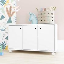 Cômoda Infantil 90cm com 3 Portas e Rodízios BRV Móveis