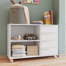 Cômoda Infantil 90cm com 4 Gavetas e Rodizío BRV Móveis