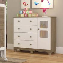 Cômoda Infantil 95cm 1 Porta com Janela e 4 Gavetas Mimo 100% MDF Espresso Móveis Cômoda Infantil 95cm 1 Porta com Janela e 4 Gavetas Mimo 100% MDF Espresso Móveis