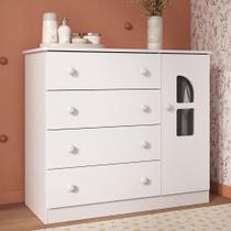 Cômoda Infantil 95cm 1 Porta com Vidro e 4 Gavetas Amora Multimóveis MP4510