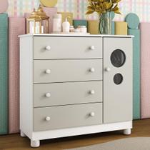 Cômoda Infantil 95cm 1 Porta com Vidro e 4 Gavetas Bombom Multimóveis MP4464