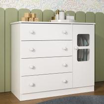 Cômoda Infantil 95cm 1 Porta com Vidro e 4 Gavetas Brisa Multimóveis MP4428