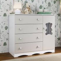 Cômoda Infantil 95cm 1 Porta Com Vidro E 4 Gavetas Doçura Multimóveis Mp4494 Branco/off White Branco/off White Cômoda Infantil 95cm 1 Porta Com Vidro E 4 Gavetas Doçura Multimóveis Mp4494 Branco/off White Branco/off White