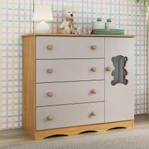 Cômoda Infantil 95cm 1 Porta com Vidro e 4 Gavetas Doçura Multimóveis MP4494