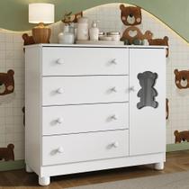 Cômoda Infantil 95cm 1 Porta Com Vidro E 4 Gavetas Fofura Multimóveis Mp4484 Branco Branco Cômoda Infantil 95cm 1 Porta Com Vidro E 4 Gavetas Fofura Multimóveis Mp4484 Branco Branco