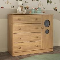 Cômoda Infantil 95cm 1 Porta Com Vidro E 4 Gavetas Pirulito Multimóveis MP4469 Madeirado