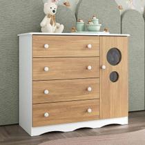 Cômoda Infantil 95cm 1 Porta Com Vidro E 4 Gavetas Sonho Multimóveis MP4474 Branco-madeirado