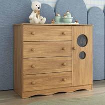 Cômoda Infantil 95cm 1 Porta Com Vidro E 4 Gavetas Sonho Multimóveis MP4474 Madeirado