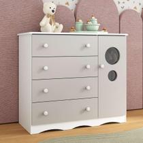 Cômoda Infantil 95cm 1 Porta com Vidro e 4 Gavetas Sonho Multimóveis MP4474