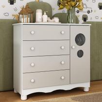 Cômoda Infantil 95cm 1 Porta com Vidro e 4 Gavetas Suspiro Multimóveis MP4459