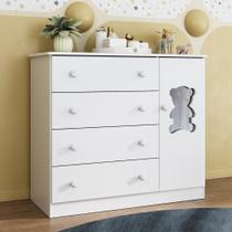 Cômoda Infantil 95cm 1 Porta Com Vidro E 4 Gavetas Teddy Multimóveis Mp4489 Branco Branco Cômoda Infantil 95cm 1 Porta Com Vidro E 4 Gavetas Teddy Multimóveis Mp4489 Branco Branco