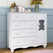 Cômoda Infantil 95cm 1 Porta Com Vidro E 4 Gavetas Ternura Multimóveis Mp4479 Branco Branco Cômoda Infantil 95cm 1 Porta Com Vidro E 4 Gavetas Ternura Multimóveis Mp4479 Branco Branco