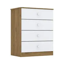 Cômoda Infantil Amarelinha 4 GV Branca e Rústico Cômoda Infantil Amarelinha 4 GV Branca e Rústico