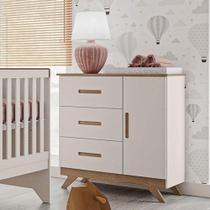 Cômoda Infantil Ambiente Retrô Maya Off White Carvalho Carolina Cômoda Infantil Ambiente Retrô Maya Off White Carvalho Carolina