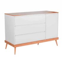 Cômoda Infantil Amor Perfeito 1 PT 3 GV Branca e Pinus