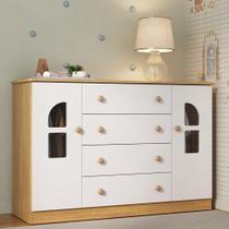 Cômoda Infantil Amora MP4511 4 Gavetas MDP MDF com Puxadores Madeirado-branco Multimóveis