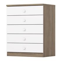 Cômoda Infantil Bala de Menta 5 Gavetas Rústico/Branco