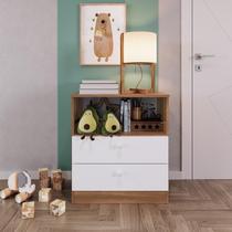 Cômoda Infantil Bebê 02 Gavetas com Nicho Aconchego Nogal Completa Móveis Cômoda Infantil Bebê 02 Gavetas com Nicho Aconchego Nogal Completa Móveis